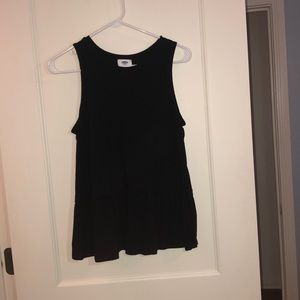 Black tank top with ruffled bottom